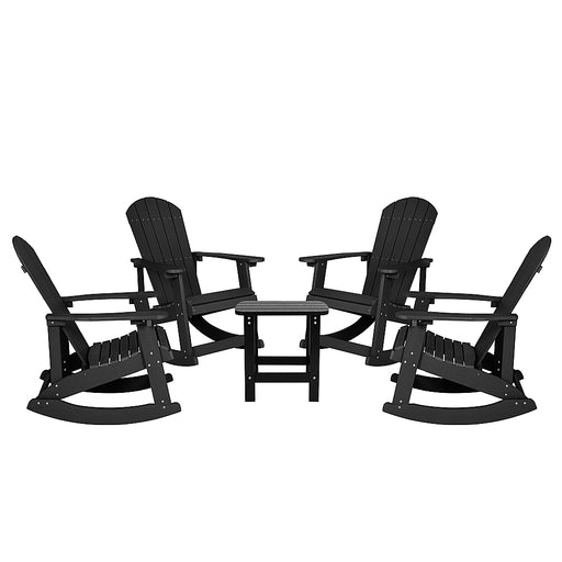 Flash Furniture - Savannah Outdoor Rectangle Cottage Resin 5 Piece Patio Set - Black
