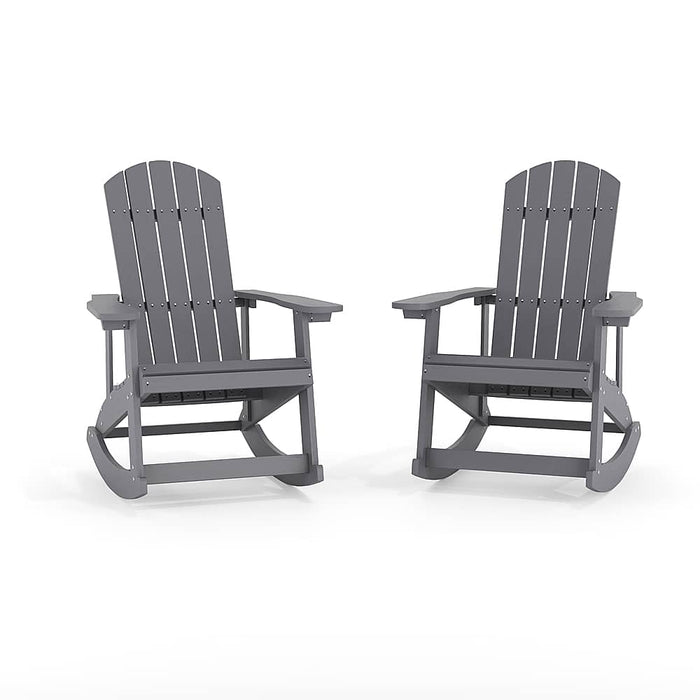 Alamont Home - Savannah Adirondack Poly Resin Rocking Chairs for Indoor/Outdoor Use in White - 2 Pack - Light Gray