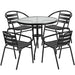 Alamont Home - Lila Outdoor Round Contemporary Metal 5 Piece Patio Set - Clear/Black