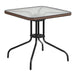 Alamont Home - Barker Square Contemporary Patio Table - Clear Top/Dark Brown Rattan