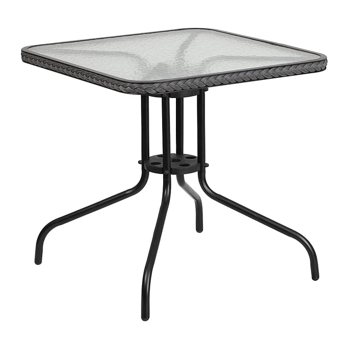 Flash Furniture - Barker Square Contemporary Patio Table - Clear Top/Gray Rattan