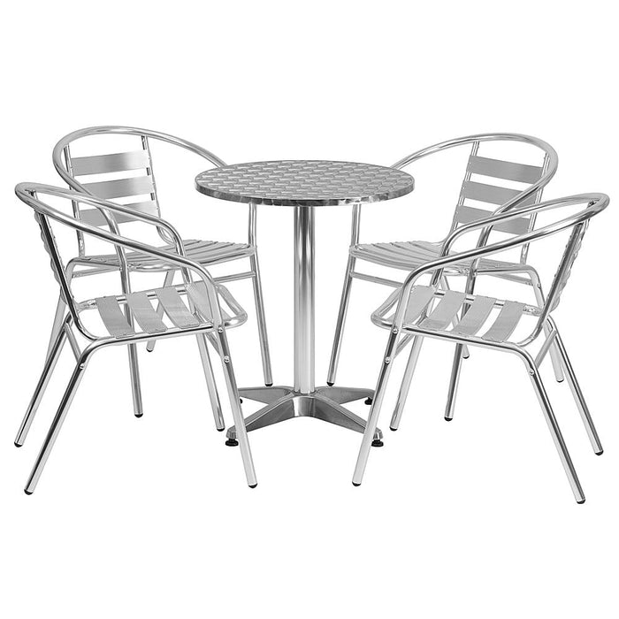 Alamont Home - Lila Outdoor Round Contemporary 5 Piece Patio Set - Aluminum