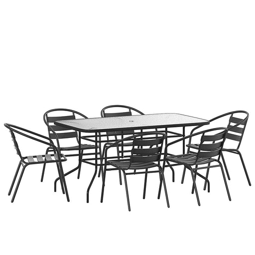 Alamont Home - Lila Outdoor Rectangle Contemporary  7 Piece Patio Set - Black