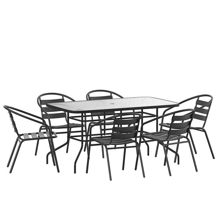 Alamont Home - Lila Outdoor Rectangle Contemporary  7 Piece Patio Set - Black