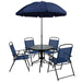 Alamont Home - Nantucket Outdoor Round Contemporary Metal 6 Piece Patio Set - Navy