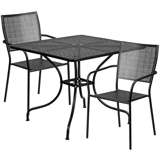 Alamont Home - Oia Outdoor Square Contemporary Metal 3 Piece Patio Set - Black