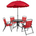 Alamont Home - Nantucket Outdoor Round Contemporary Metal 6 Piece Patio Set - Red