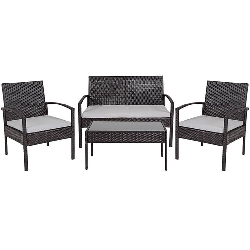 Alamont Home - Bandera Outdoor Rectangle Contemporary Metal 4 Piece Patio Set - Black