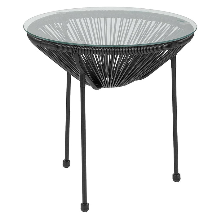 Alamont Home - Valencia Round Contemporary Glass Rattan Table - Black