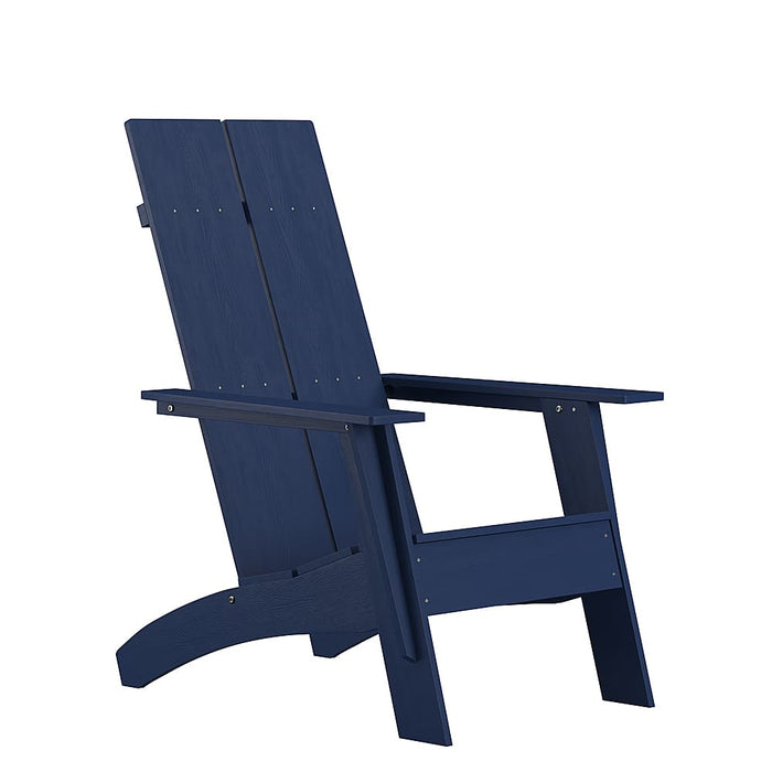 Alamont Home - Sawyer Blue Modern Dual Slat Back Indoor/Outdoor Adirondack Style Patio Chair - Navy