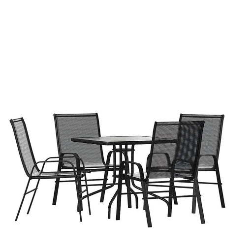 Flash Furniture - Brazos Outdoor Square Contemporary  5 Piece Patio Set - Black