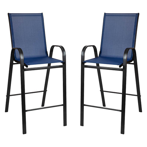 Alamont Home - Brazos Modern Fabric Patio Barstool (set of 2) - Navy