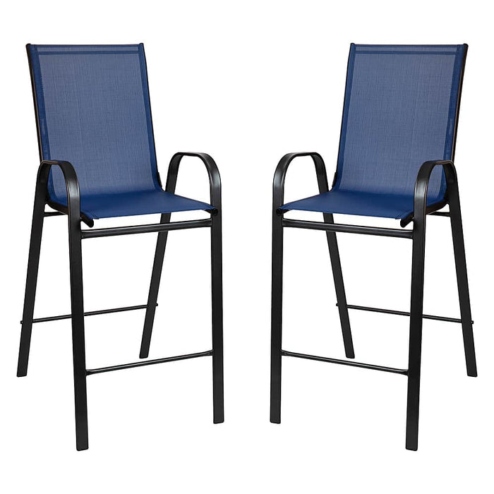 Alamont Home - Brazos Modern Fabric Patio Barstool (set of 2) - Navy