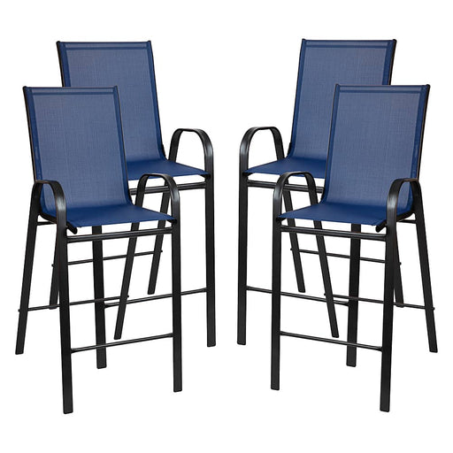 Alamont Home - Brazos Modern Fabric Patio Barstool (set of 4) - Navy