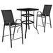 Flash Furniture - Brazos Outdoor Square Modern Steel 3 Piece Patio Set - Black