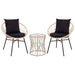 Alamont Home - Devon Outdoor Round Bohemian Wicker/Rattan 3 Piece Patio Set - Tan/Black