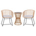 Alamont Home - Devon Outdoor Round Bohemian Wicker/Rattan 3 Piece Patio Set - Natural/Light Gray