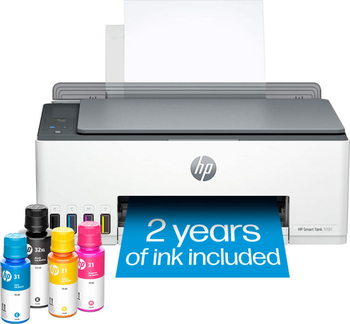 HP - Smart Tank 5101 Wireless AI-Enabled All-in-One Cartridge-Free Supertank Inkjet Printer with 3 Years of Ink Included¹ - White