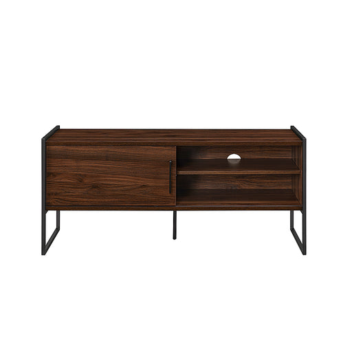 Walker Edison - Industrial Sliding-Door TV Stand for TVs up to 50 - Dark Walnut