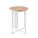 Walker Edison - Contemporary Metal and Wood Round Side Table - Coastal Oak/White