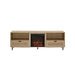 Walker Edison - Boho Rattan-Door Electric Fireplace Console - Coastal Oak