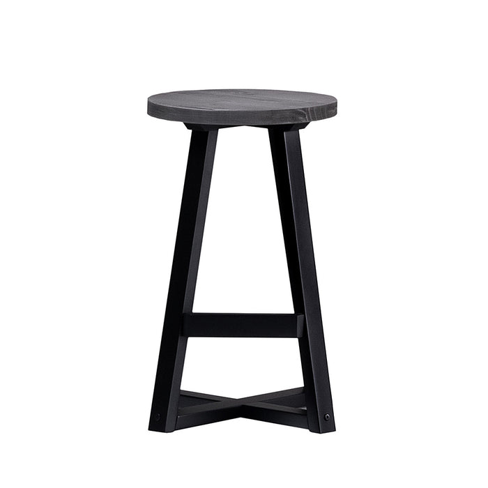 Walker Edison - Rustic Distressed Solid Wood Dining Stool - Gray