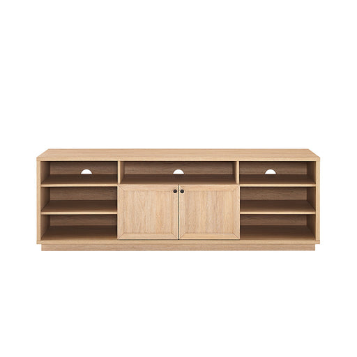Walker Edison - Transitional Open and Closed-Storage Media Console for TVs up to 75 - Coastal Oak