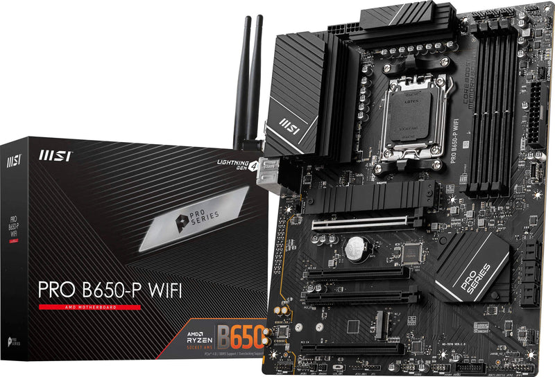 MSI - PRO B650-P WIFI (Socket AM5) AMD B650 ATX DDR5 Wi-Fi 6E Motherboard - Black