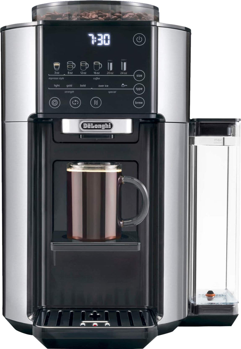 De'Longhi - TrueBrew Automatic Single Serve 8 oz to 24 oz Coffee Maker with Bean Extract Technology - Stainless Steel