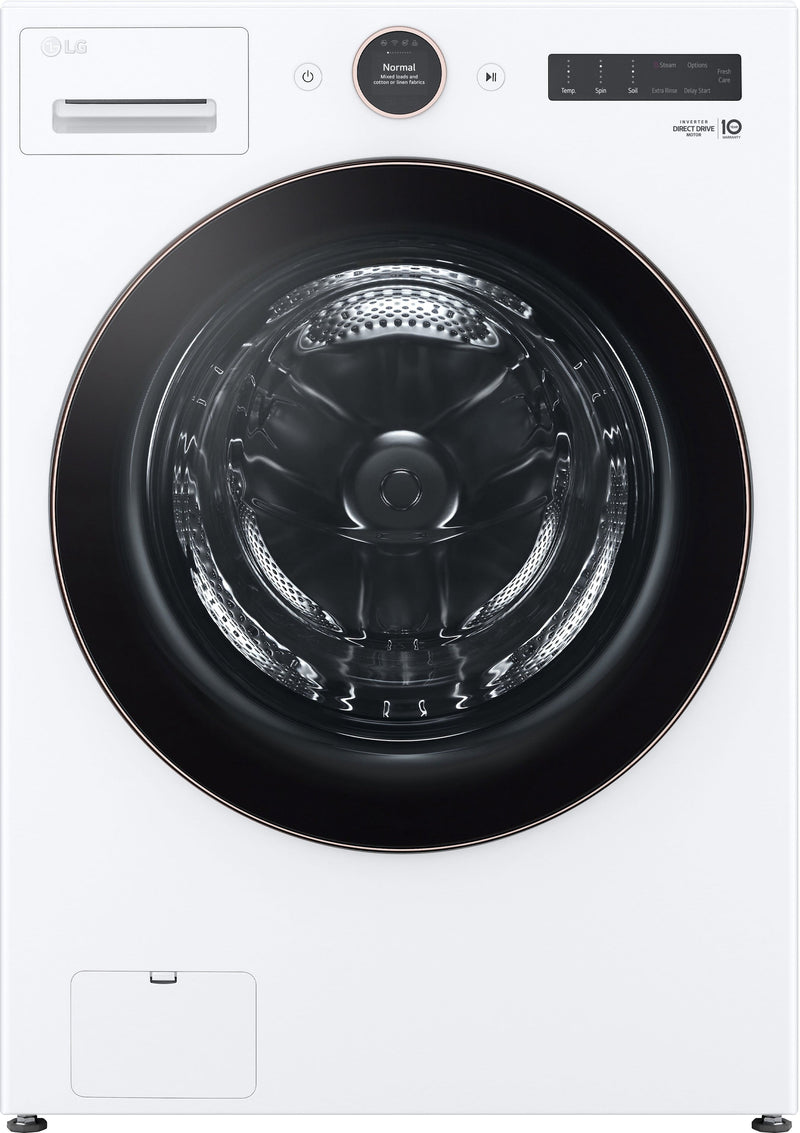 LG - 5.0 Cu. Ft. High-Efficiency Stackable Smart Front Load Washer with Steam and TurboWash 360 - White