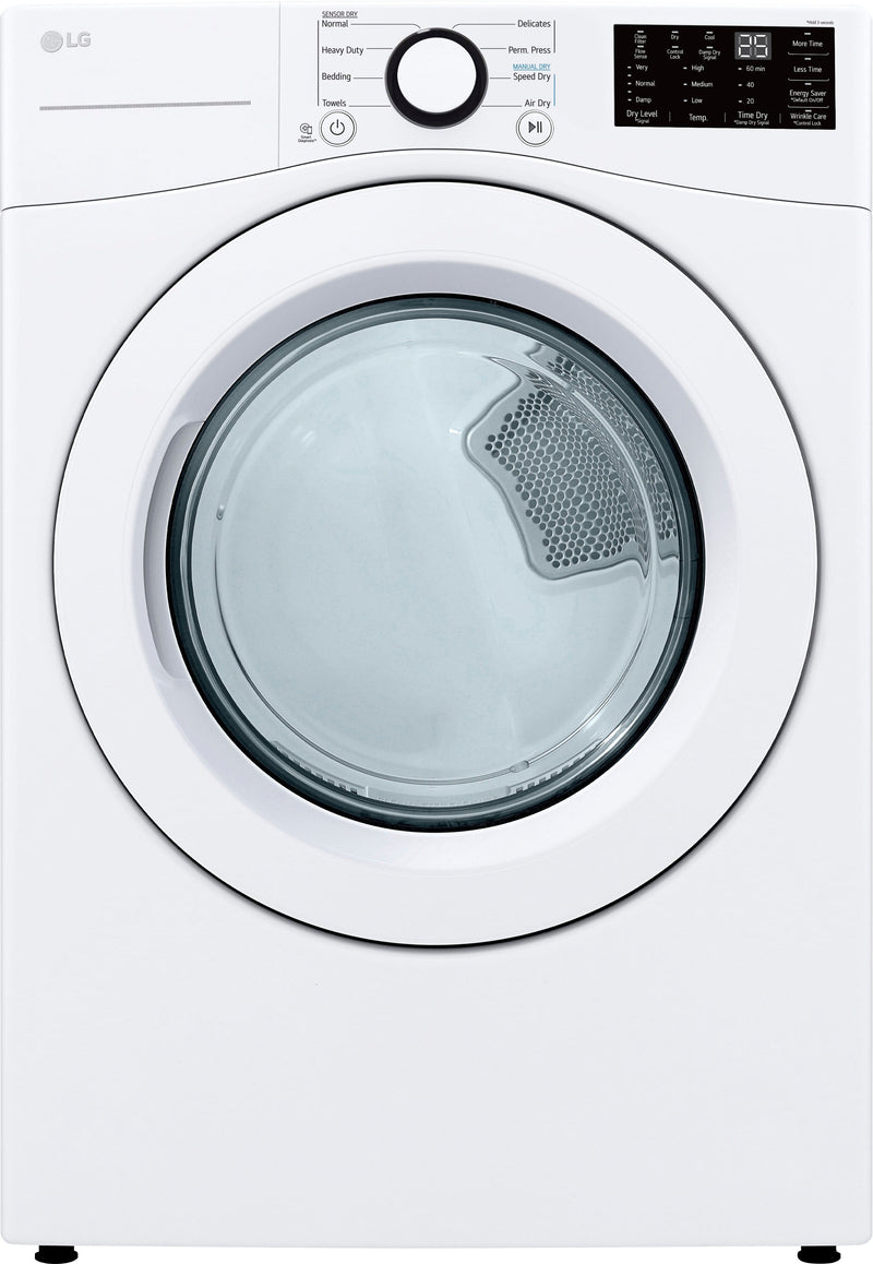 LG - 7.4 Cu. Ft. Stackable Electric Dryer with Wrinkle Care - White