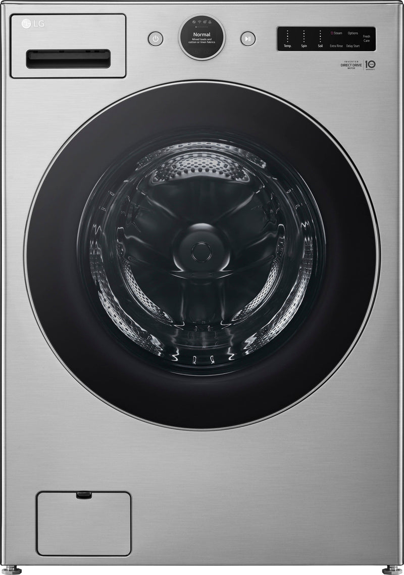 LG - 4.5 Cu. Ft. High-Efficiency Stackable Smart Front Load Washer with Steam and TurboWash 360 - Graphite Steel