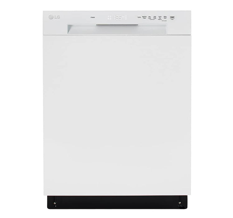 LG - 24" Front Control Built-In Stainless Steel Tub Dishwasher with SenseClean and 52 dBA - White