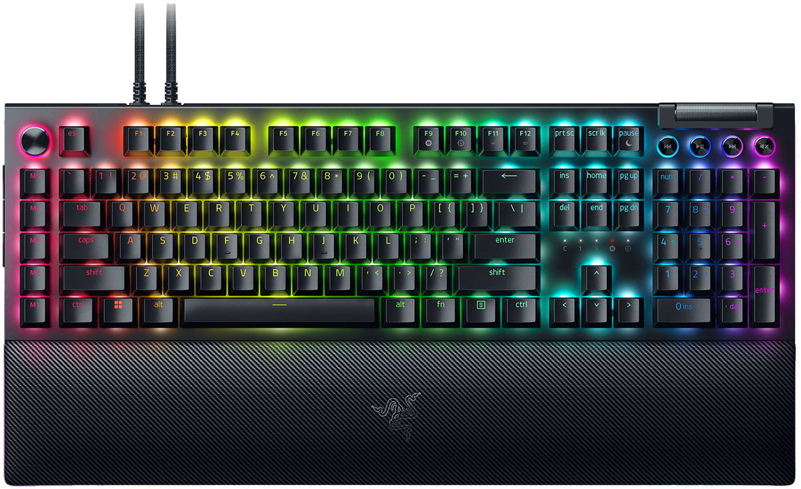 Razer - BlackWidow V4 Pro Full Size Wired Mechanical Green Switch Gaming Keyboard with Chroma RGB - Black