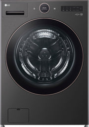 LG - 5.0 Cu. Ft. High-Efficiency Stackable Smart Front Load Washer with Steam and TurboWash 360 - Black Steel
