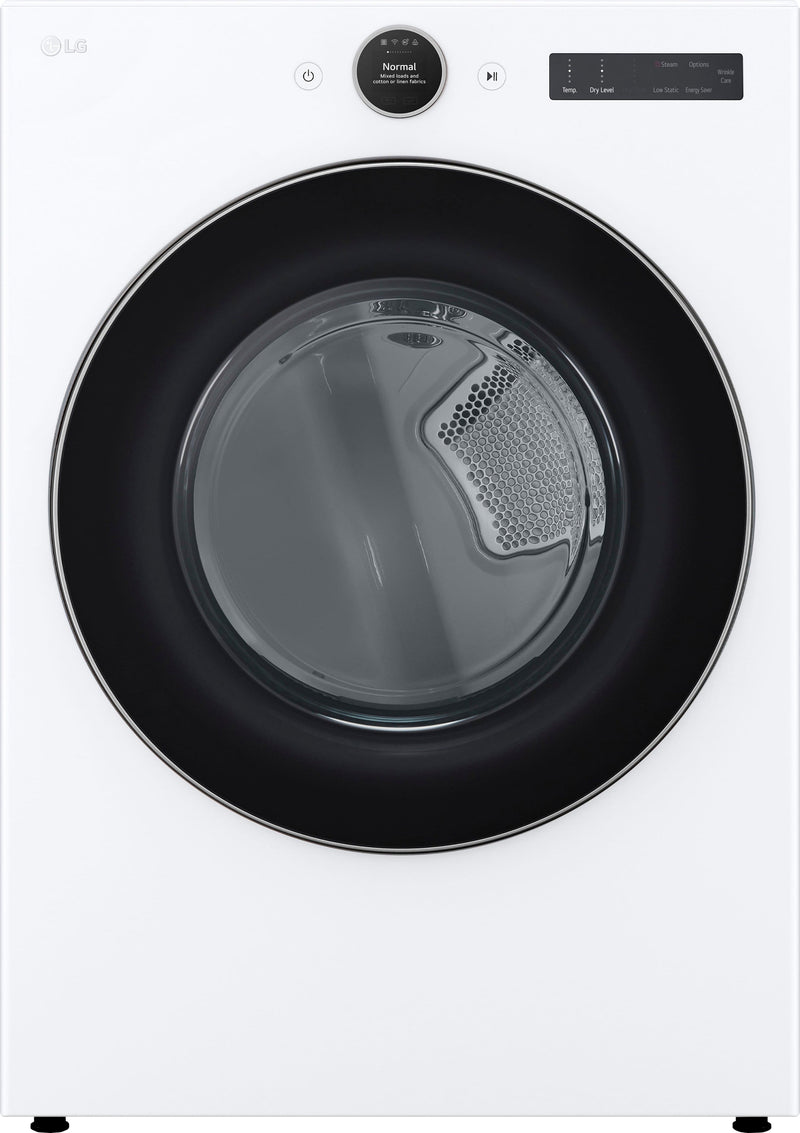 LG - 7.4 Cu. Ft. Stackable Smart Electric Dryer with Steam and Sensor Dry - White