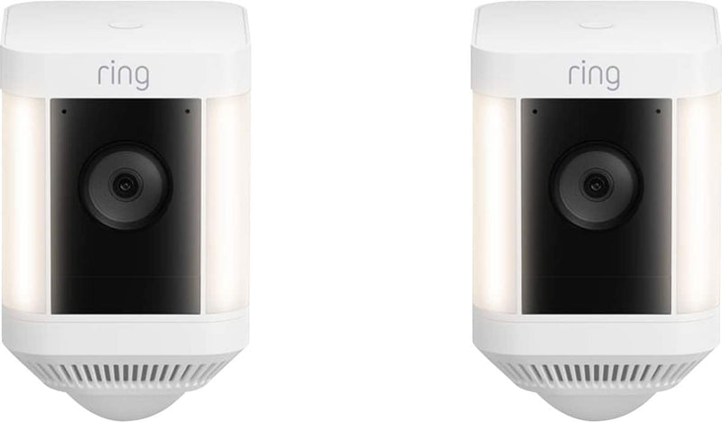 Ring - Spotlight Cam Plus Outdoor/Indoor Wireless 1080p Battery Surveillance Security Camera (2pk) - White/Black