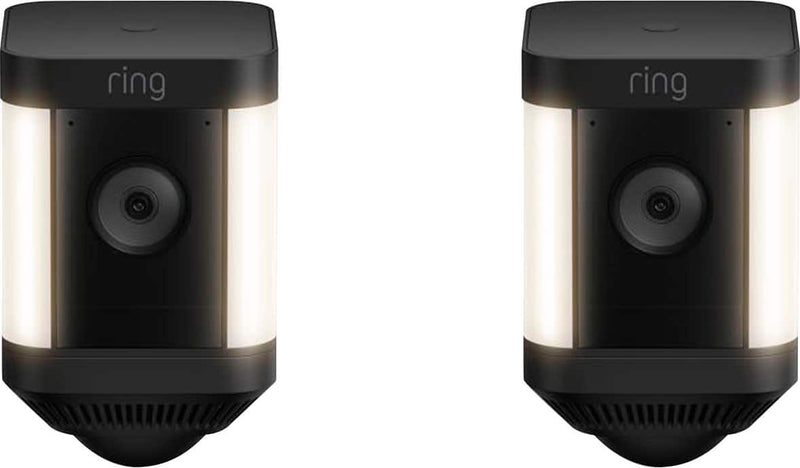 Ring - Spotlight Cam Plus Outdoor/Indoor Wireless 1080p Battery Surveillance Security Camera (2pk) - All Black