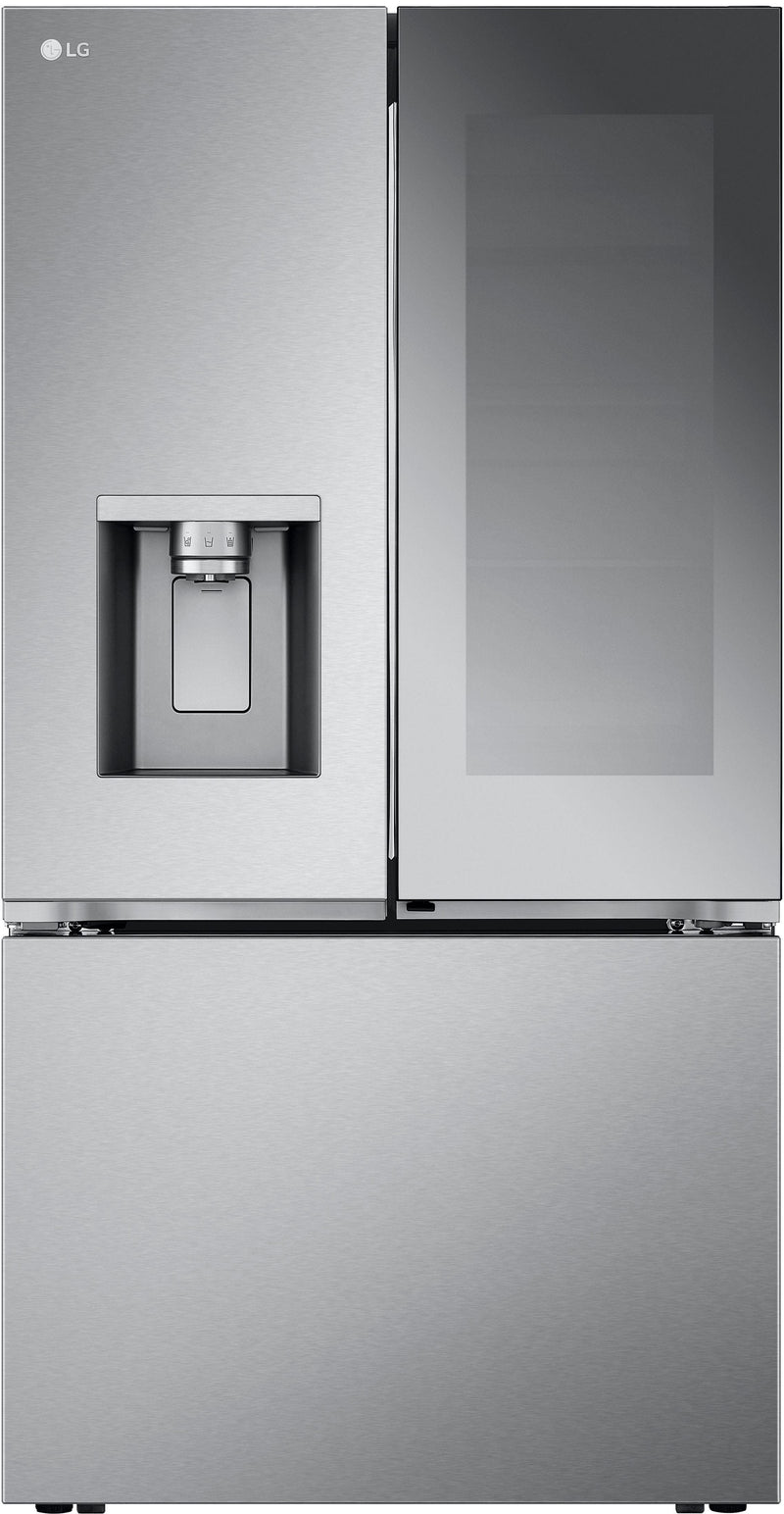 LG - Counter-Depth MAX 25.5 Cu. Ft. French Door Smart Refrigerator with Mirror InstaView - Stainless Steel