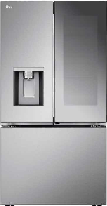 LG - 25.5 Cu. Ft. French Door Counter-Depth Smart Refrigerator with Mirror InstaView - Stainless Steel