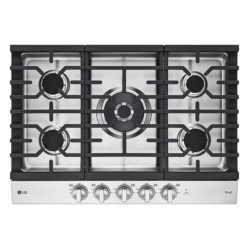 LG - 30" Built-In Smart Gas Cooktop with 5 Burners and EasyClean - Stainless Steel
