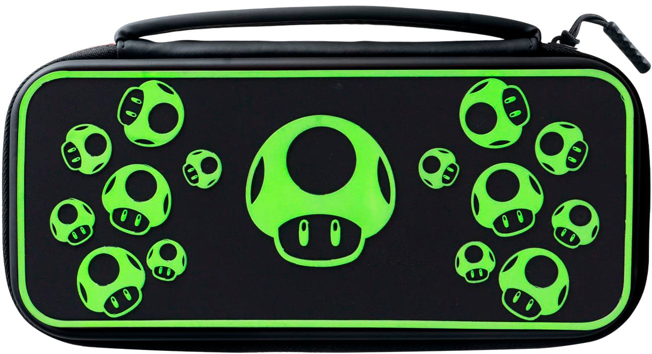 PDP - Travel Case Plus GLOW For Nintendo Switch Nintendo Switch Lite Nintendo Switch - OLED Model - 1-Up Mushroom