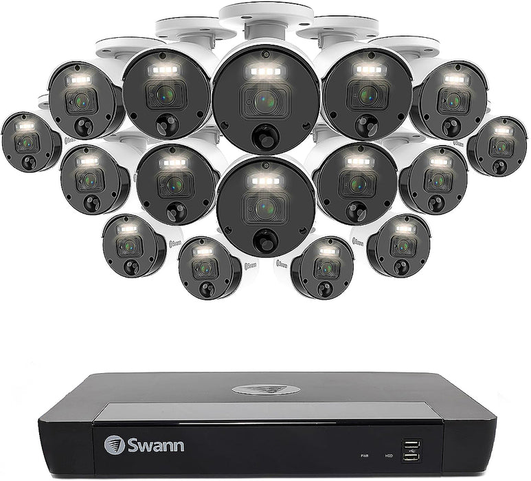 Swann Master Series Home 16-Channel 16-Camera 4K HD Indoor/Outdoor PoE Wired 2TB HDD NVR Security Surveillance System - Black