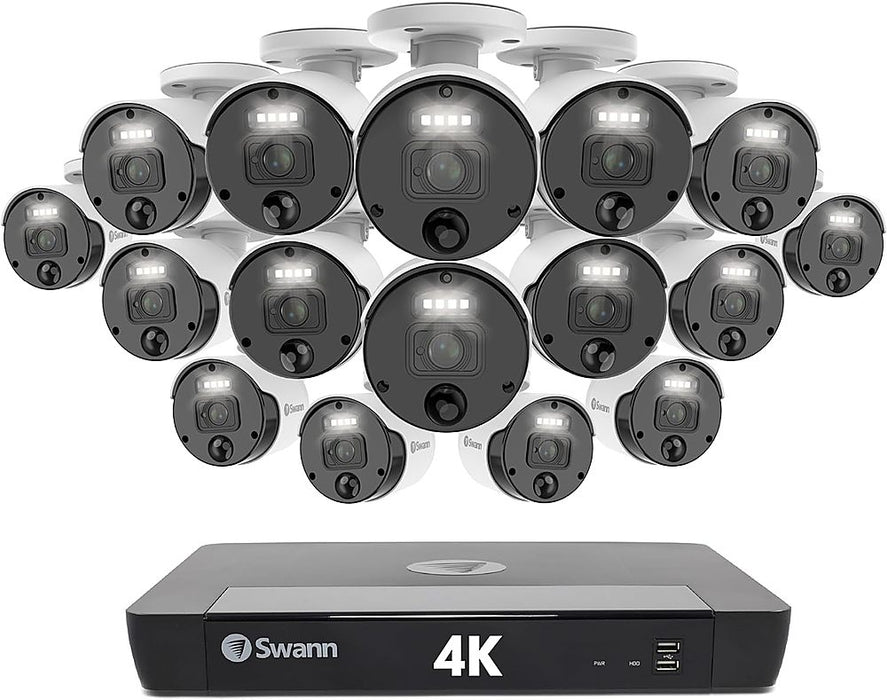 Swann - Master Series 16-Channel 16-Camera Indoor/Outdoor Wired 4K UHD 2TB HDD NVR Security System - White