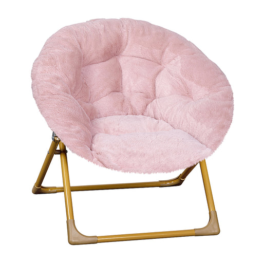Flash Furniture - Kids Folding Faux Fur Saucer Chair for Playroom or Bedroom - Blush/Soft Gold