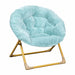 Alamont Home - Kids Folding Faux Fur Saucer Chair for Playroom or Bedroom - Dusty Aqua/Soft Gold