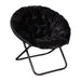 Alamont Home - Folding XL Faux Fur Saucer Chair for Dorm or Bedroom - Black/Black