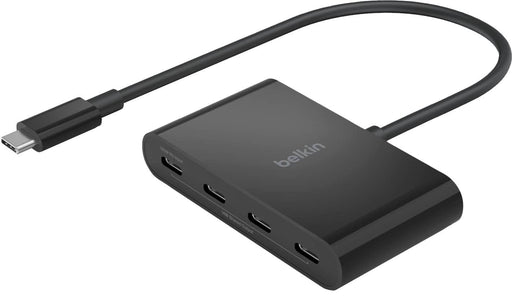 Belkin - Connect USB-C to 4-Port USB-C Hub Multiport Adapter Dongle with 4 USB-C 3.2 Gen2 Ports  100W PD with Max 10Gbps High - Black