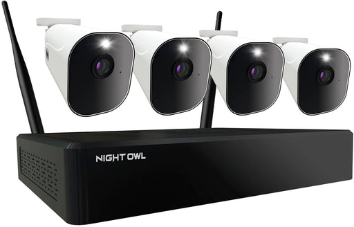 Night Owl - 10 Channel 4 Camera Wire Free 1080p 1TB NVR Security System - White