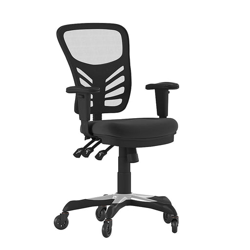 Alamont Home - Mid-Back Ergonomic Multifunction Mesh Chair with Polyurethane Wheels - Black